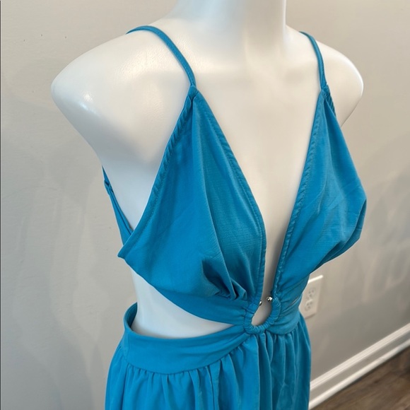 SHEIN US 2 XS Blue Maxi Dress with Cut Out and Slits - Picture 2 of 13